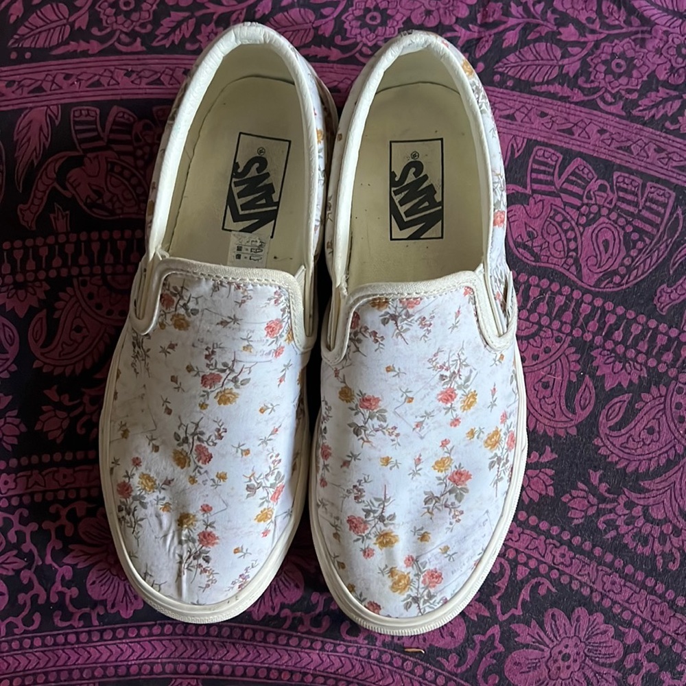 Vans floral slip ons 8